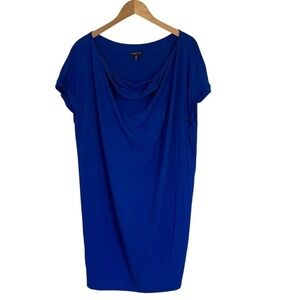 Eileen Fisher Womens Cowl Neck Cap Sleeve Casual Knit Dress S 2x Blue Summer